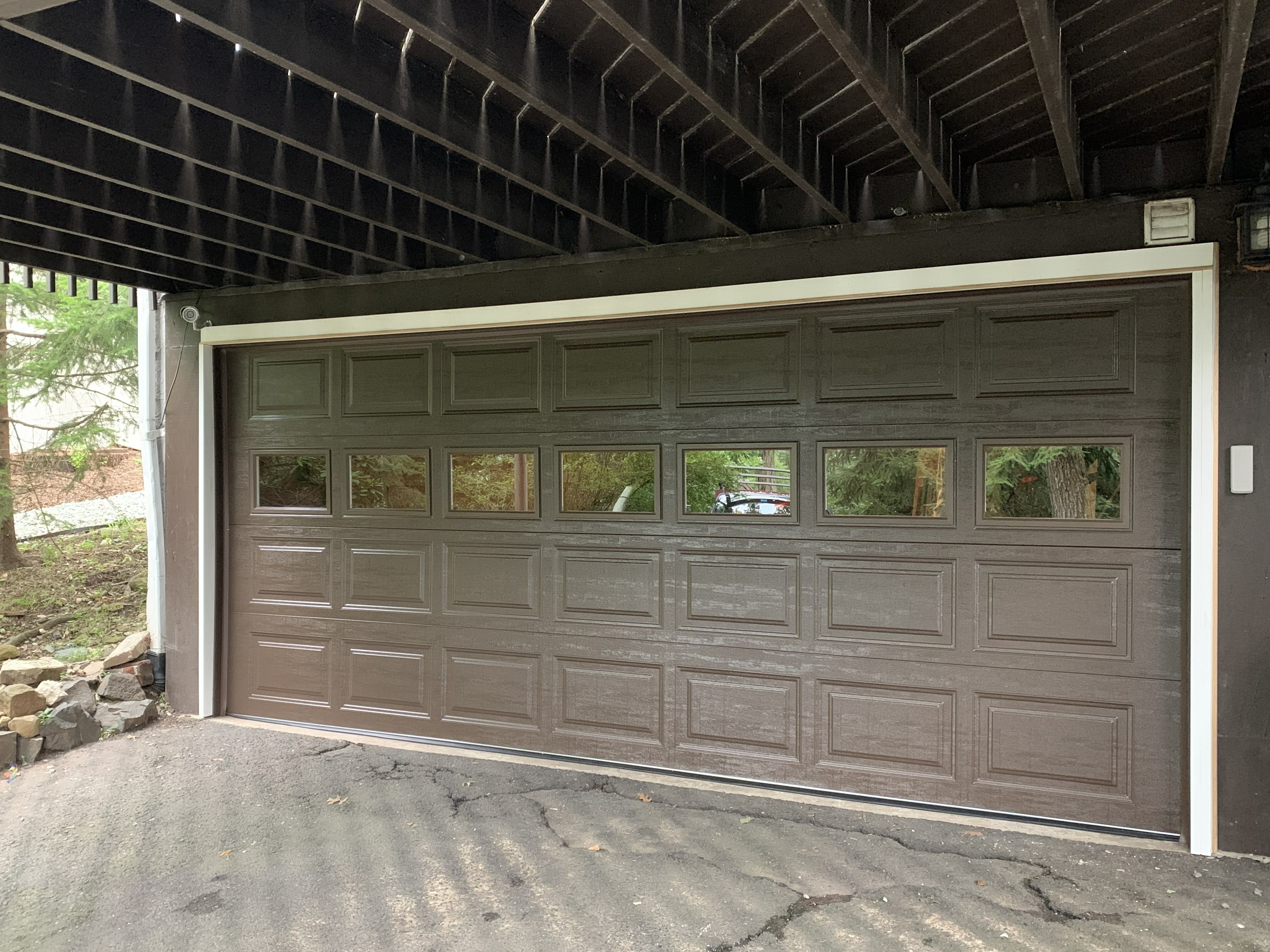 Brown two-car garage door installation New Jersey