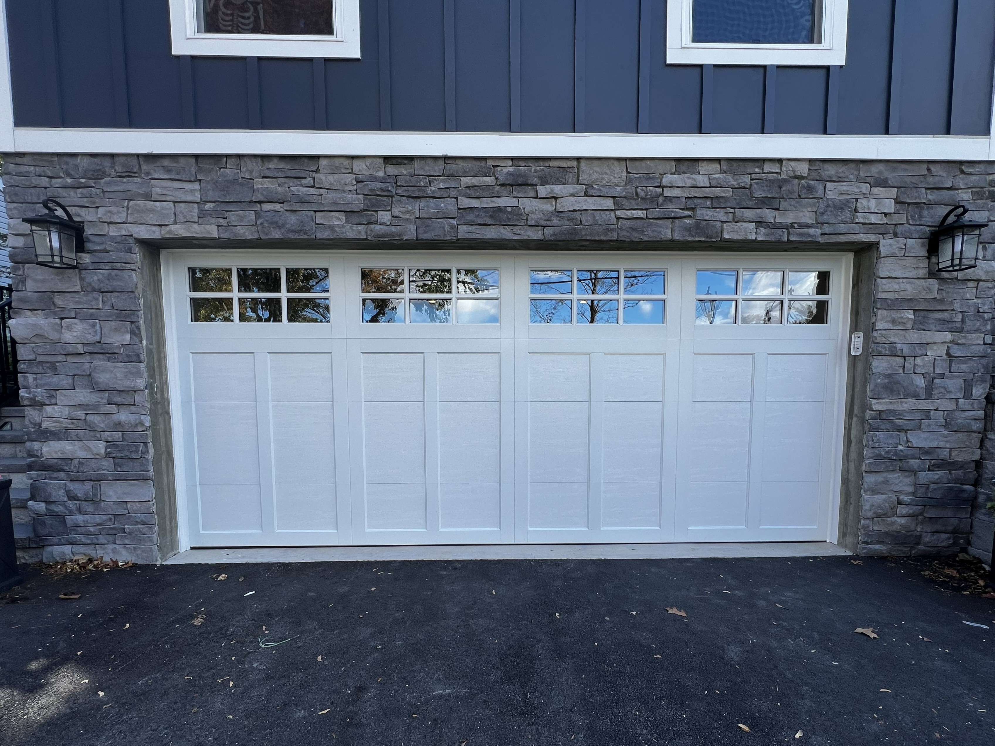 After: New white garage door installation replacing vehicle damaged door - Eagle Overhead Door New Jersey